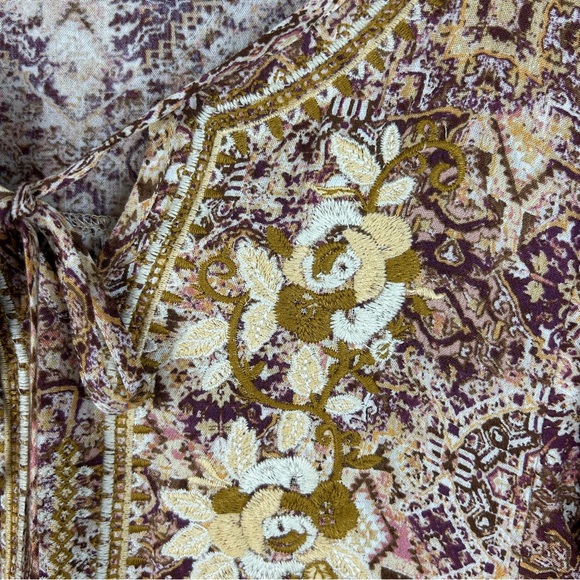 Savanna Jane embroidered boho blouse tassel tie size Small - Picture 3 of 6